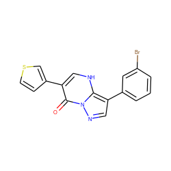 O=c1c(-c2ccsc2)c[nH]c2c(-c3cccc(Br)c3)cnn12 ZINC000013493028