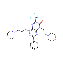 O=c1c(C(F)(F)F)nc2c(NCCN3CCOCC3)nc(-c3ccccc3)nc2n1CCN1CCOCC1 ZINC000147631421