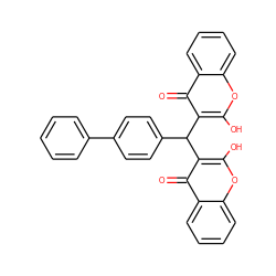 O=c1c(C(c2ccc(-c3ccccc3)cc2)c2c(O)oc3ccccc3c2=O)c(O)oc2ccccc12 ZINC000100788473