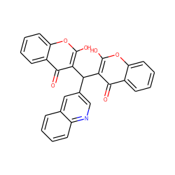 O=c1c(C(c2cnc3ccccc3c2)c2c(O)oc3ccccc3c2=O)c(O)oc2ccccc12 ZINC000005580899