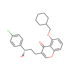 O=c1c(CC[C@H](O)c2ccc(Cl)cc2)coc2cccc(OCC3CCCCC3)c12 ZINC000096258460