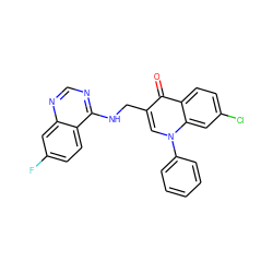 O=c1c(CNc2ncnc3cc(F)ccc23)cn(-c2ccccc2)c2cc(Cl)ccc12 ZINC000096170264