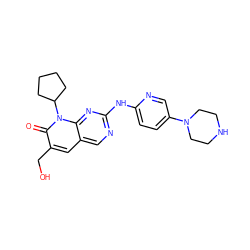 O=c1c(CO)cc2cnc(Nc3ccc(N4CCNCC4)cn3)nc2n1C1CCCC1 ZINC000013641599