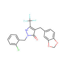 O=c1c(Cc2ccc3c(c2)OCO3)c(C(F)(F)F)[nH]n1Cc1ccccc1Cl ZINC000148067737