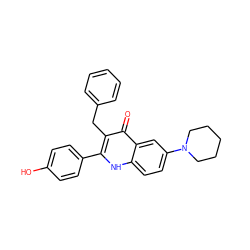 O=c1c(Cc2ccccc2)c(-c2ccc(O)cc2)[nH]c2ccc(N3CCCCC3)cc12 ZINC000072113124