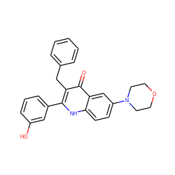 O=c1c(Cc2ccccc2)c(-c2cccc(O)c2)[nH]c2ccc(N3CCOCC3)cc12 ZINC000072113389