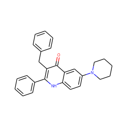 O=c1c(Cc2ccccc2)c(-c2ccccc2)[nH]c2ccc(N3CCCCC3)cc12 ZINC000072113346