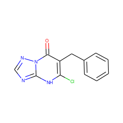 O=c1c(Cc2ccccc2)c(Cl)[nH]c2ncnn12 ZINC000095485879