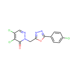 O=c1c(Cl)c(Cl)cnn1Cc1nnc(-c2ccc(Cl)cc2)o1 ZINC000003344179