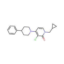 O=c1c(Cl)c(N2CCC(c3ccccc3)CC2)ccn1CC1CC1 ZINC000115094025