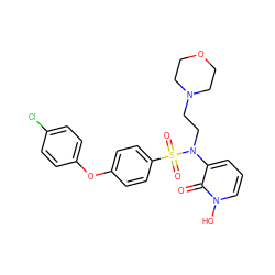 O=c1c(N(CCN2CCOCC2)S(=O)(=O)c2ccc(Oc3ccc(Cl)cc3)cc2)cccn1O ZINC000029128770