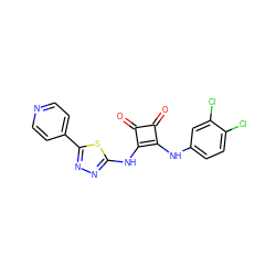 O=c1c(Nc2ccc(Cl)c(Cl)c2)c(Nc2nnc(-c3ccncc3)s2)c1=O ZINC000101698263