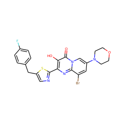 O=c1c(O)c(-c2ncc(Cc3ccc(F)cc3)s2)nc2c(Br)cc(N3CCOCC3)cn12 ZINC000058581907