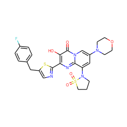 O=c1c(O)c(-c2ncc(Cc3ccc(F)cc3)s2)nc2c(N3CCCS3(=O)=O)cc(N3CCOCC3)cn12 ZINC000058581071