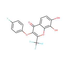 O=c1c(Oc2ccc(F)cc2)c(C(F)(F)F)oc2c(O)c(O)ccc12 ZINC000005634978