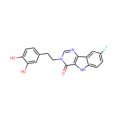 O=c1c2[nH]c3ccc(F)cc3c2ncn1CCc1ccc(O)c(O)c1 ZINC000000524437