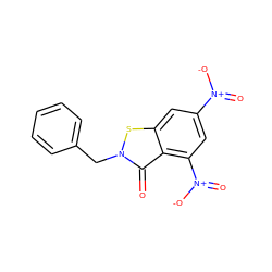 O=c1c2c([N+](=O)[O-])cc([N+](=O)[O-])cc2sn1Cc1ccccc1 ZINC000003664447