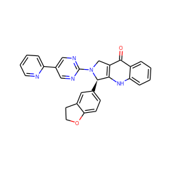 O=c1c2c([nH]c3ccccc13)[C@@H](c1ccc3c(c1)CCO3)N(c1ncc(-c3ccccn3)cn1)C2 ZINC000003942889