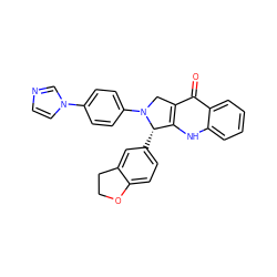 O=c1c2c([nH]c3ccccc13)[C@H](c1ccc3c(c1)CCO3)N(c1ccc(-n3ccnc3)cc1)C2 ZINC000013613007