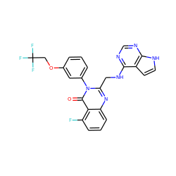 O=c1c2c(F)cccc2nc(CNc2ncnc3[nH]ccc23)n1-c1cccc(OCC(F)(F)F)c1 ZINC000218648386