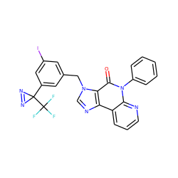 O=c1c2c(ncn2Cc2cc(I)cc(C3(C(F)(F)F)N=N3)c2)c2cccnc2n1-c1ccccc1 ZINC000027214987