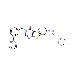 O=c1c2c3c(sc2ncn1Cc1cccc(-c2ccccc2)c1)C[C@@H](NCCN1CCCC1)CC3 ZINC001772604172