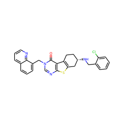 O=c1c2c3c(sc2ncn1Cc1cccc2cccnc12)C[C@@H](NCc1ccccc1Cl)CC3 ZINC001772609427