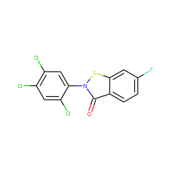 O=c1c2ccc(F)cc2sn1-c1cc(Cl)c(Cl)cc1Cl ZINC000004593634