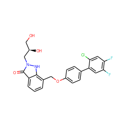 O=c1c2cccc(COc3ccc(-c4cc(F)c(F)cc4Cl)cc3)c2[nH]n1C[C@H](O)CO ZINC000096269818