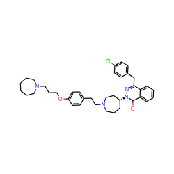 O=c1c2ccccc2c(Cc2ccc(Cl)cc2)nn1[C@@H]1CCCN(CCc2ccc(OCCCN3CCCCCC3)cc2)CC1 ZINC000071296336