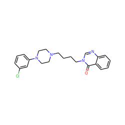 O=c1c2ccccc2ncn1CCCCN1CCN(c2cccc(Cl)c2)CC1 ZINC000013839367