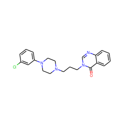 O=c1c2ccccc2ncn1CCCN1CCN(c2cccc(Cl)c2)CC1 ZINC000013839364