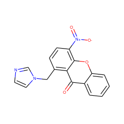 O=c1c2ccccc2oc2c([N+](=O)[O-])ccc(Cn3ccnc3)c12 ZINC000013509460