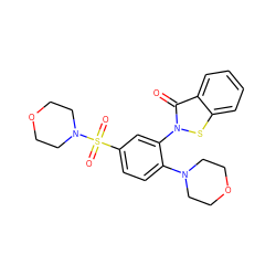 O=c1c2ccccc2sn1-c1cc(S(=O)(=O)N2CCOCC2)ccc1N1CCOCC1 ZINC000003201720