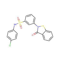 O=c1c2ccccc2sn1-c1cccc(S(=O)(=O)Nc2ccc(Cl)cc2)c1 ZINC000003256399