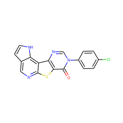 O=c1c2sc3ncc4cc[nH]c4c3c2ncn1-c1ccc(Cl)cc1 ZINC000028827138