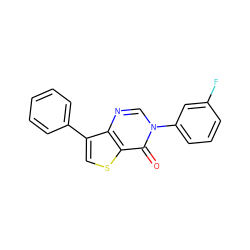 O=c1c2scc(-c3ccccc3)c2ncn1-c1cccc(F)c1 ZINC000221384291