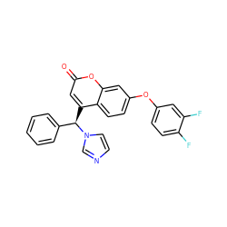 O=c1cc([C@H](c2ccccc2)n2ccnc2)c2ccc(Oc3ccc(F)c(F)c3)cc2o1 ZINC000066111893