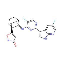 O=c1cc([C@H]2C3CCC(CC3)[C@@H]2Nc2nc(-c3c[nH]c4ncc(F)cc34)ncc2F)o[nH]1 ZINC000299862618