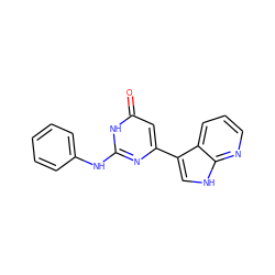 O=c1cc(-c2c[nH]c3ncccc23)nc(Nc2ccccc2)[nH]1 ZINC000101473287