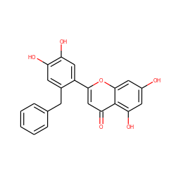 O=c1cc(-c2cc(O)c(O)cc2Cc2ccccc2)oc2cc(O)cc(O)c12 ZINC000653830255