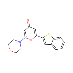 O=c1cc(-c2cc3ccccc3s2)oc(N2CCOCC2)c1 ZINC000101074846