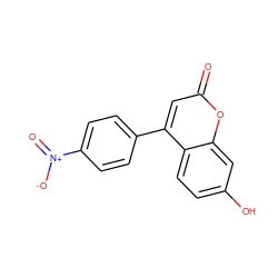 O=c1cc(-c2ccc([N+](=O)[O-])cc2)c2ccc(O)cc2o1 ZINC000003286551