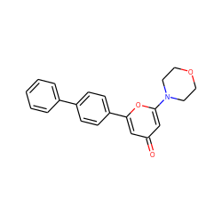 O=c1cc(-c2ccc(-c3ccccc3)cc2)oc(N2CCOCC2)c1 ZINC000101122139