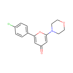 O=c1cc(-c2ccc(Cl)cc2)oc(N2CCOCC2)c1 ZINC000013538727