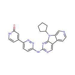 O=c1cc(-c2ccc(Nc3ncc4c5ccncc5n(C5CCCC5)c4n3)nn2)cc[nH]1 ZINC000117691280