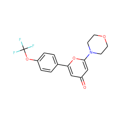 O=c1cc(-c2ccc(OC(F)(F)F)cc2)oc(N2CCOCC2)c1 ZINC000101074910