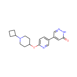 O=c1cc(-c2ccc(OC3CCN(C4CCC4)CC3)nc2)cn[nH]1 ZINC000073199292