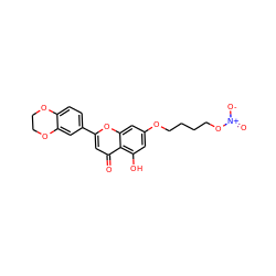 O=c1cc(-c2ccc3c(c2)OCCO3)oc2cc(OCCCCO[N+](=O)[O-])cc(O)c12 ZINC000096273328