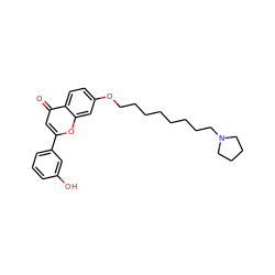 O=c1cc(-c2cccc(O)c2)oc2cc(OCCCCCCCCN3CCCC3)ccc12 ZINC000653779524